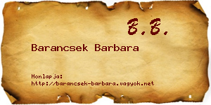 Barancsek Barbara névjegykártya